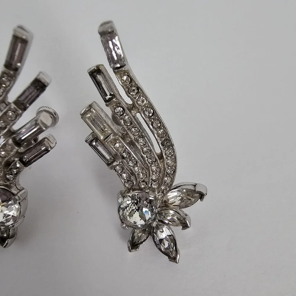 Vintage 1950s Rhodium Plated Rhinestone 